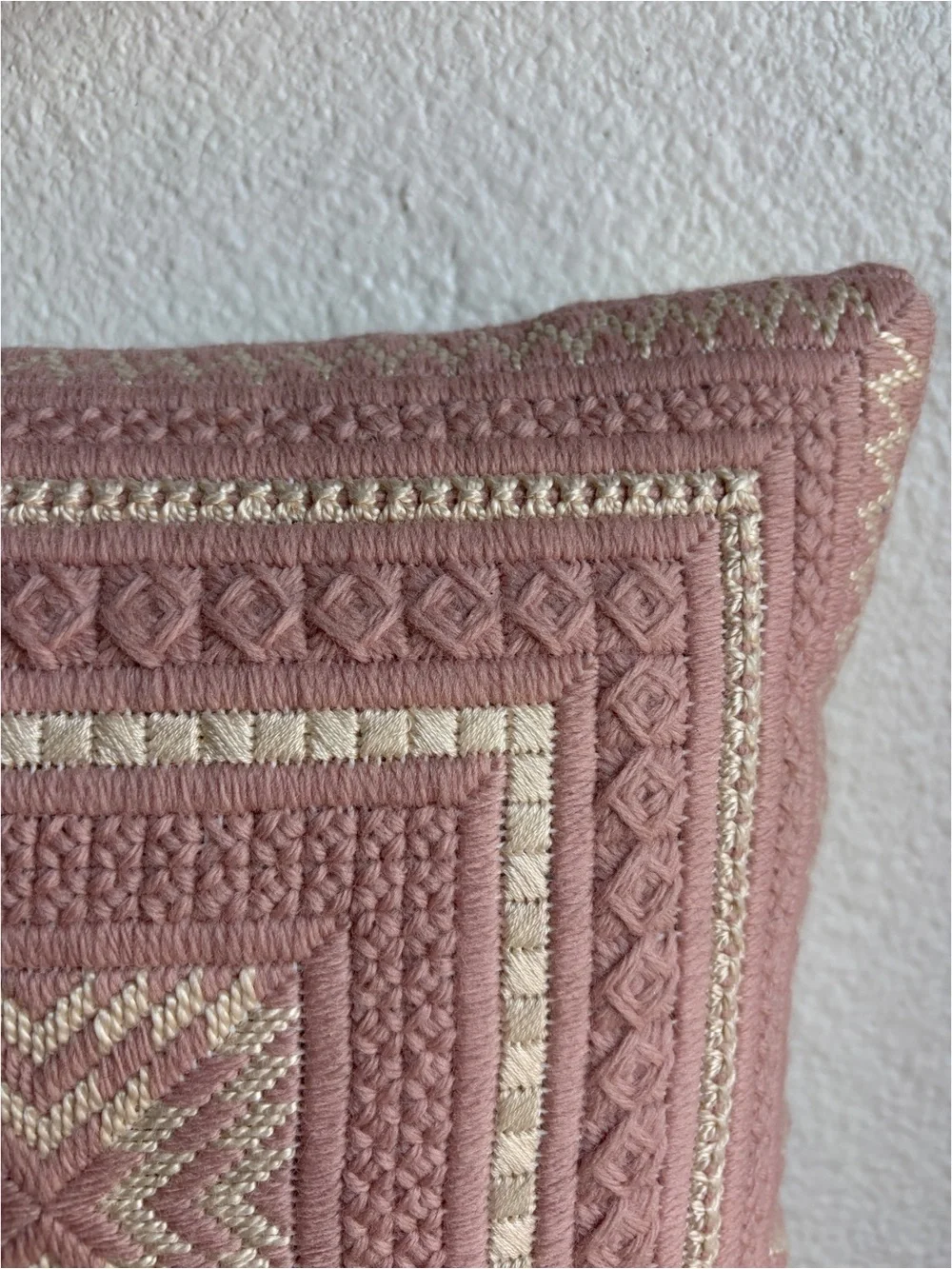 Vintage Mauve Needlepoint Mosaic Throw Pillow